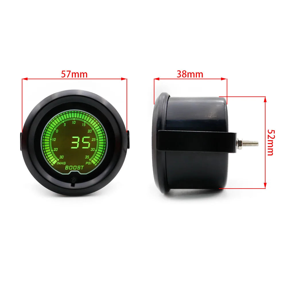 DYNORACING 7-Color Digital Boost Gauge – 52mm Performance Meter